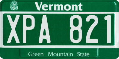 VT license plate XPA821