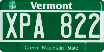 VT license plate XPA822