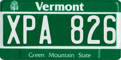 VT license plate XPA826