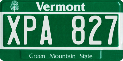 VT license plate XPA827
