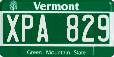 VT license plate XPA829