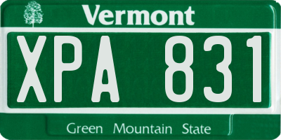 VT license plate XPA831