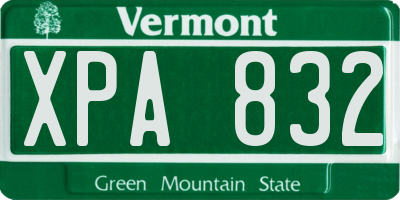 VT license plate XPA832