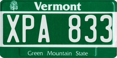 VT license plate XPA833
