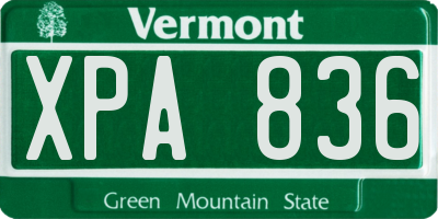 VT license plate XPA836