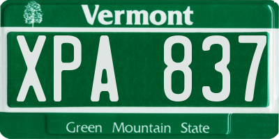 VT license plate XPA837