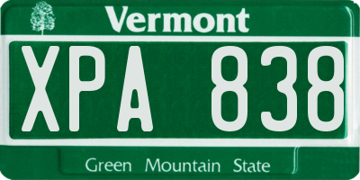 VT license plate XPA838