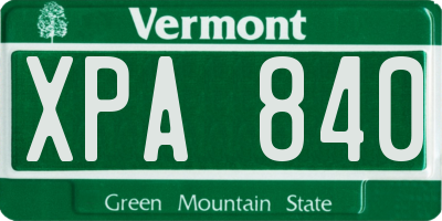VT license plate XPA840