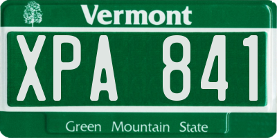 VT license plate XPA841