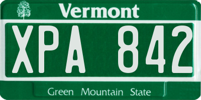 VT license plate XPA842