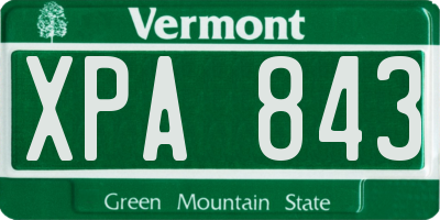 VT license plate XPA843