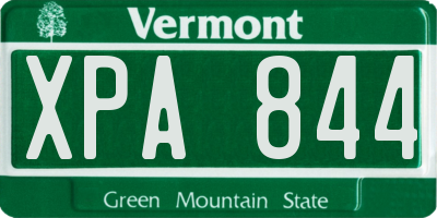 VT license plate XPA844