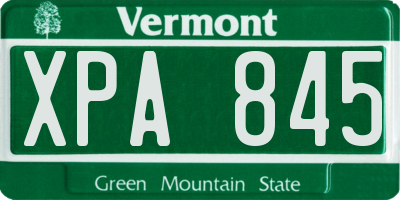 VT license plate XPA845