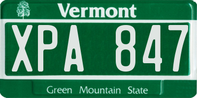 VT license plate XPA847