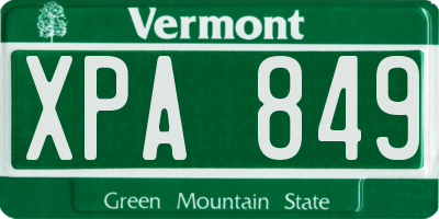 VT license plate XPA849