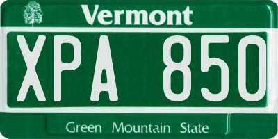 VT license plate XPA850