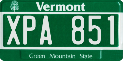 VT license plate XPA851