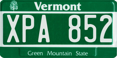 VT license plate XPA852