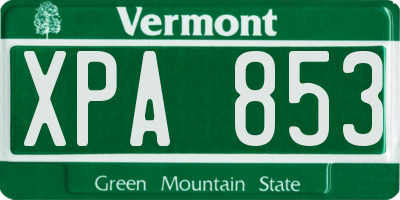 VT license plate XPA853