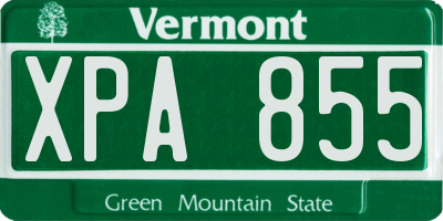 VT license plate XPA855