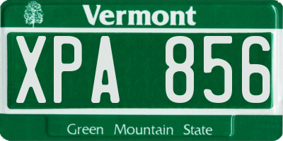 VT license plate XPA856