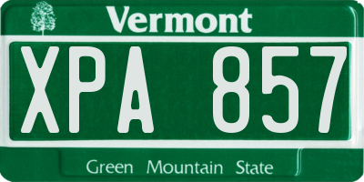 VT license plate XPA857