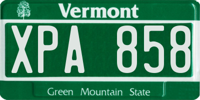 VT license plate XPA858