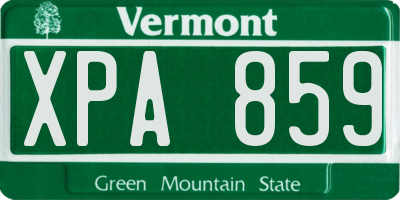VT license plate XPA859