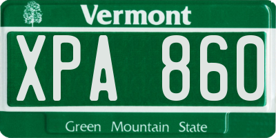 VT license plate XPA860