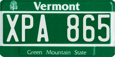 VT license plate XPA865