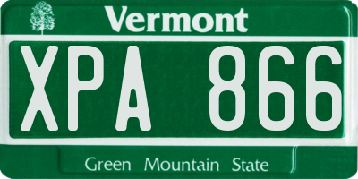 VT license plate XPA866