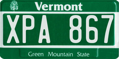 VT license plate XPA867
