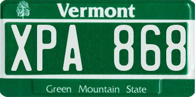 VT license plate XPA868
