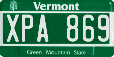 VT license plate XPA869