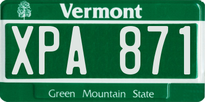 VT license plate XPA871