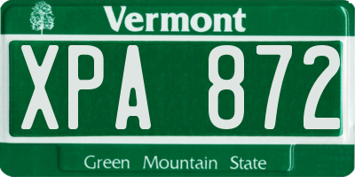 VT license plate XPA872