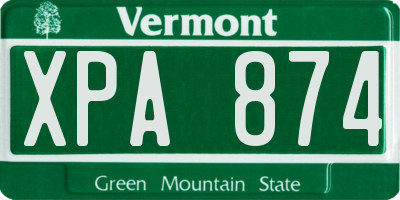 VT license plate XPA874