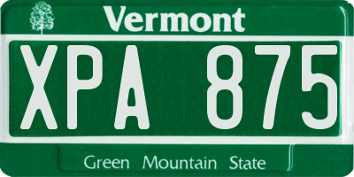 VT license plate XPA875