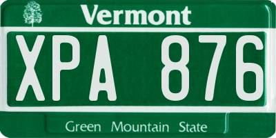 VT license plate XPA876