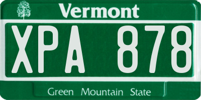 VT license plate XPA878
