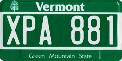 VT license plate XPA881