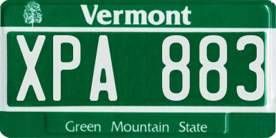 VT license plate XPA883