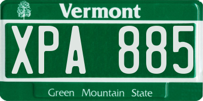 VT license plate XPA885