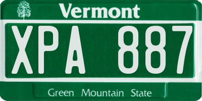 VT license plate XPA887