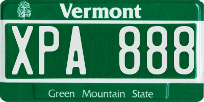 VT license plate XPA888