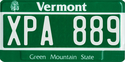 VT license plate XPA889
