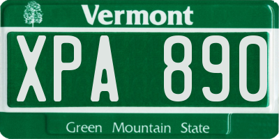 VT license plate XPA890