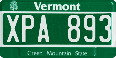 VT license plate XPA893