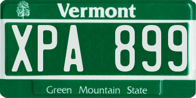 VT license plate XPA899