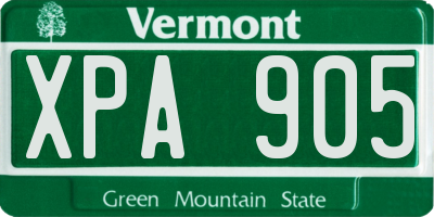VT license plate XPA905